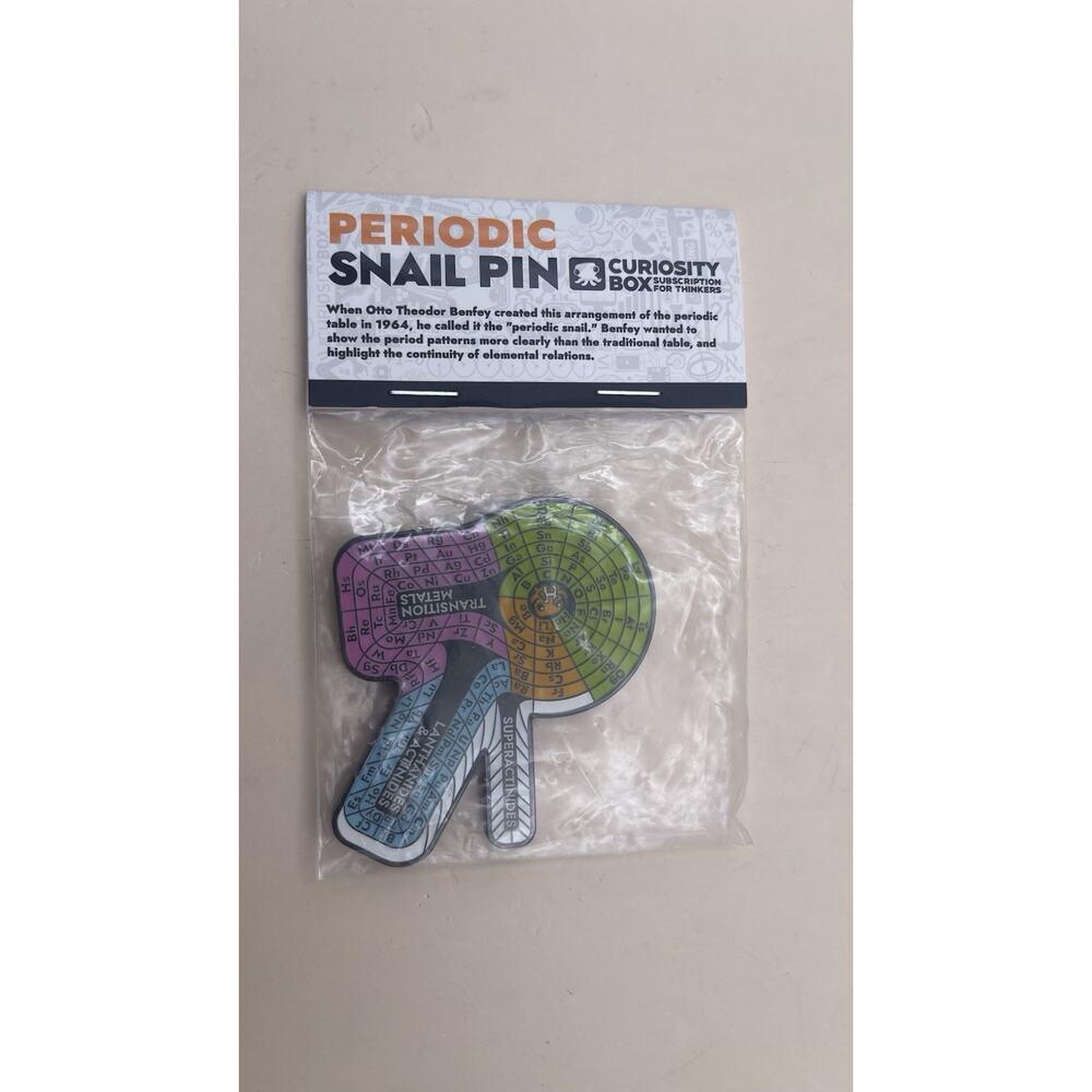 Curiosity Box Periodic Snail Pin Magnetic Enamel Chemistry STEM Vsauce